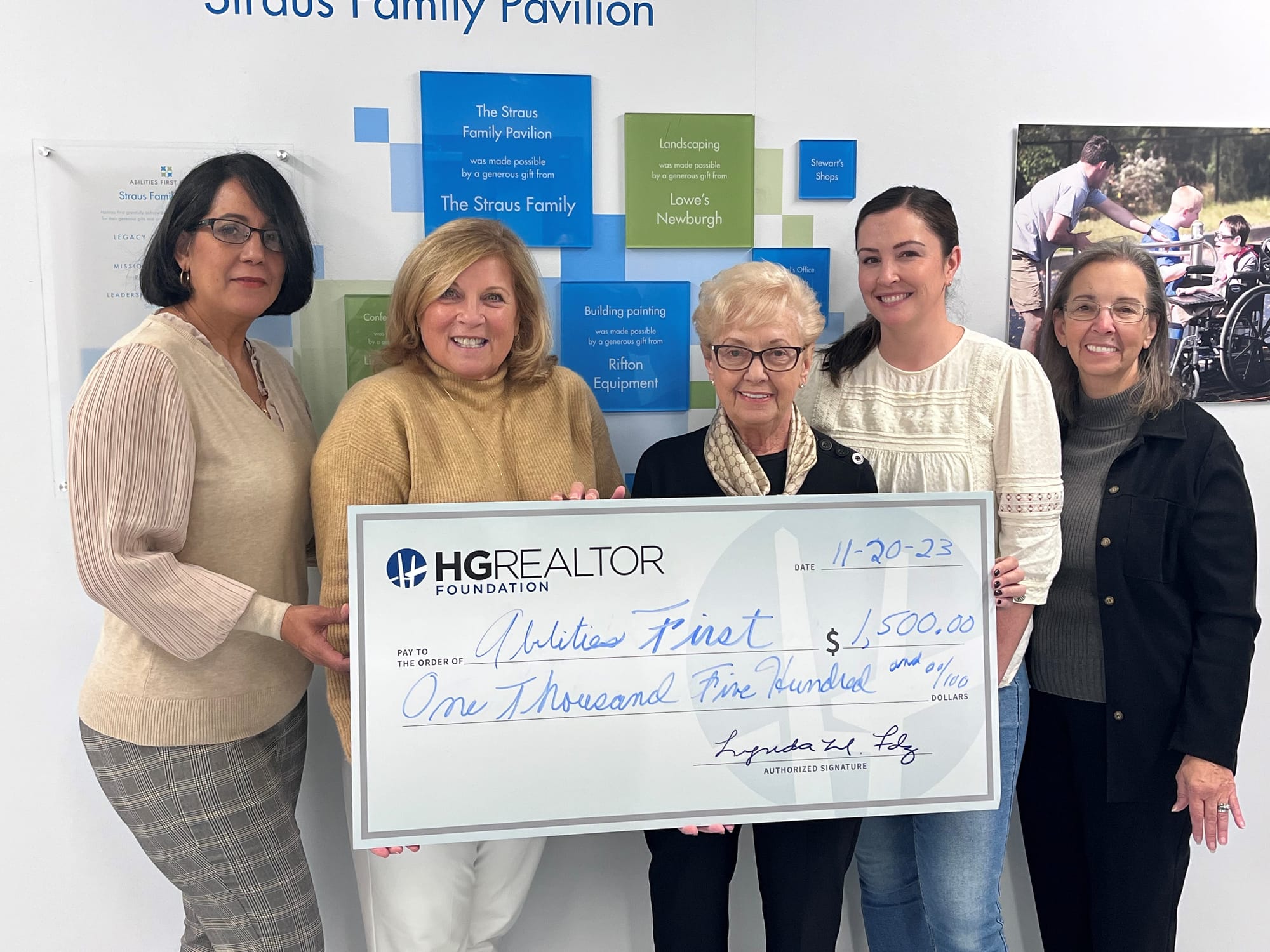 From left, Denisse DeLeon-Freytes, HG Realtor Foundation; Joann Parker, Abilities First in Cornwall; Maryann Tercasio, HG Realtor Foundation; Eria Mills, Abilities First and Carole McCann, HGAR Board of Directors member